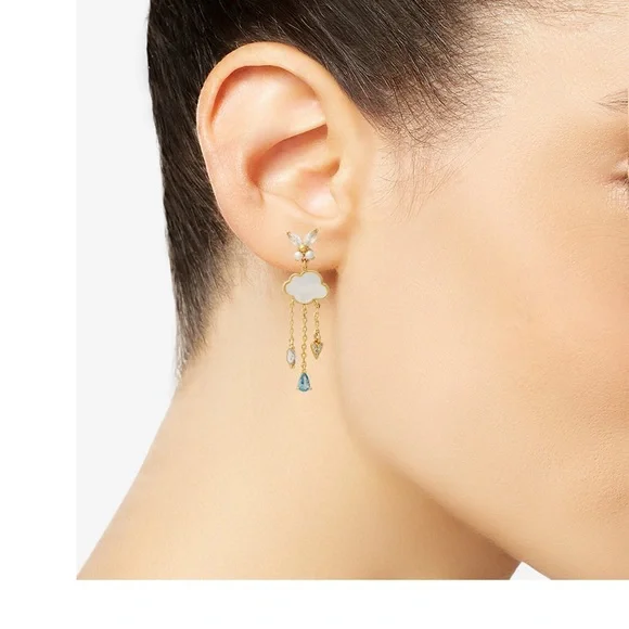 Kate Spade Gold and White Cloud Earrings with Blue Accents - Picture 2 of 2